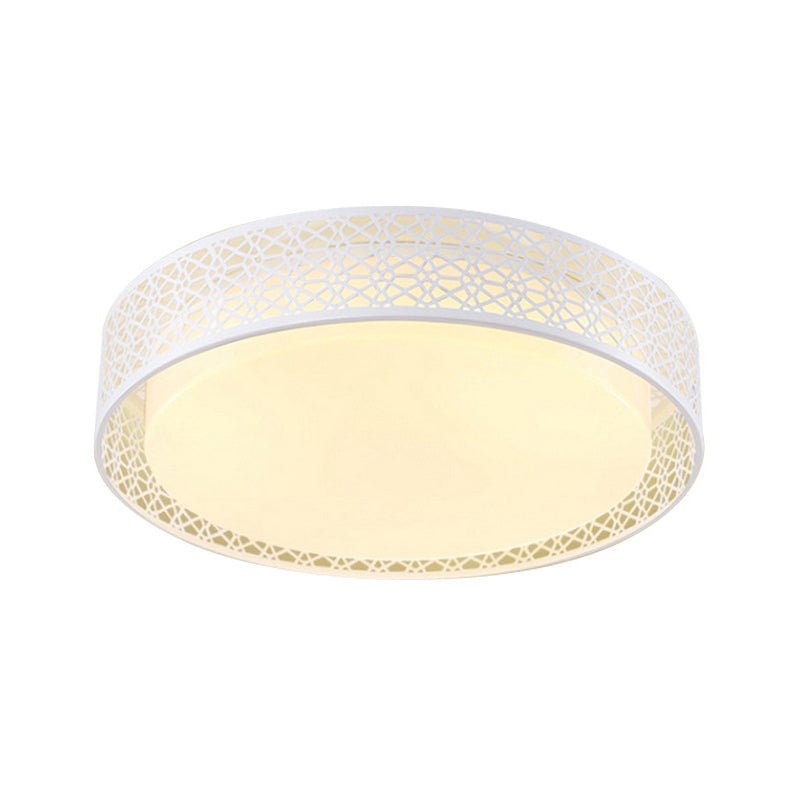 Modern Acrylic LED Flush Ceiling Light in White for Adult Bedroom, with Hollow Round Design