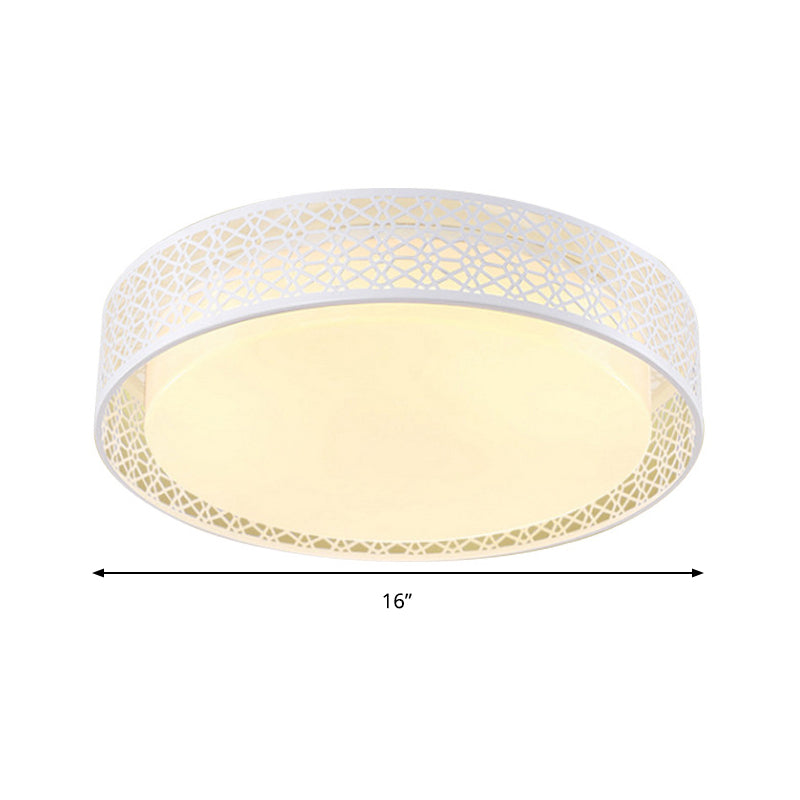 Modern Acrylic LED Flush Ceiling Light in White for Adult Bedroom, with Hollow Round Design