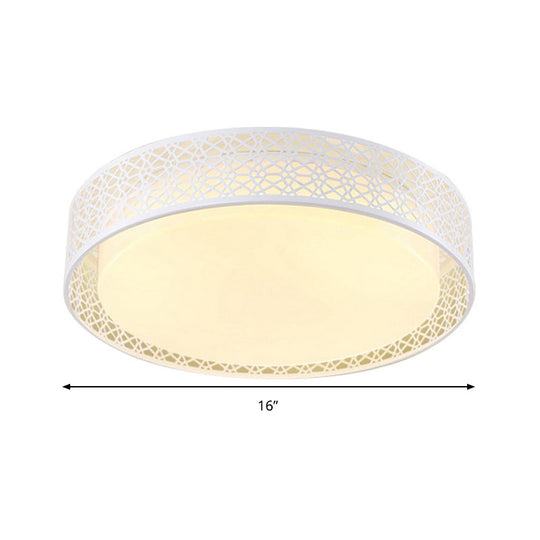 Modern Acrylic LED Flush Ceiling Light in White for Adult Bedroom, with Hollow Round Design