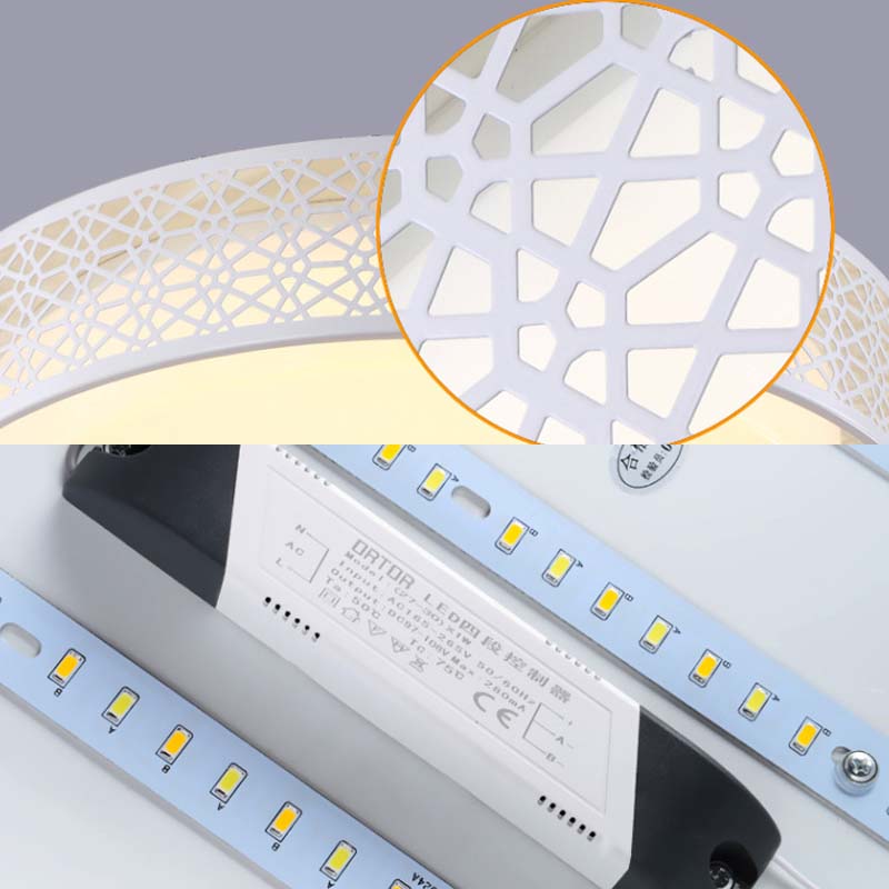 Modern Acrylic LED Flush Ceiling Light in White for Adult Bedroom, with Hollow Round Design