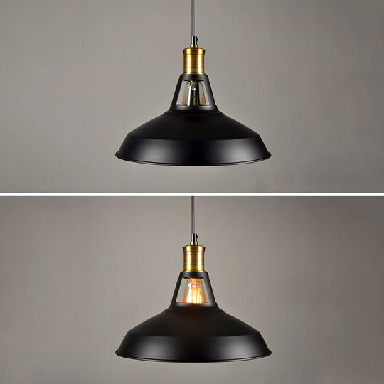 Iron Hanging Pendant Light Fixture For Restaurants - Single Ceiling Pot Cover Lamp