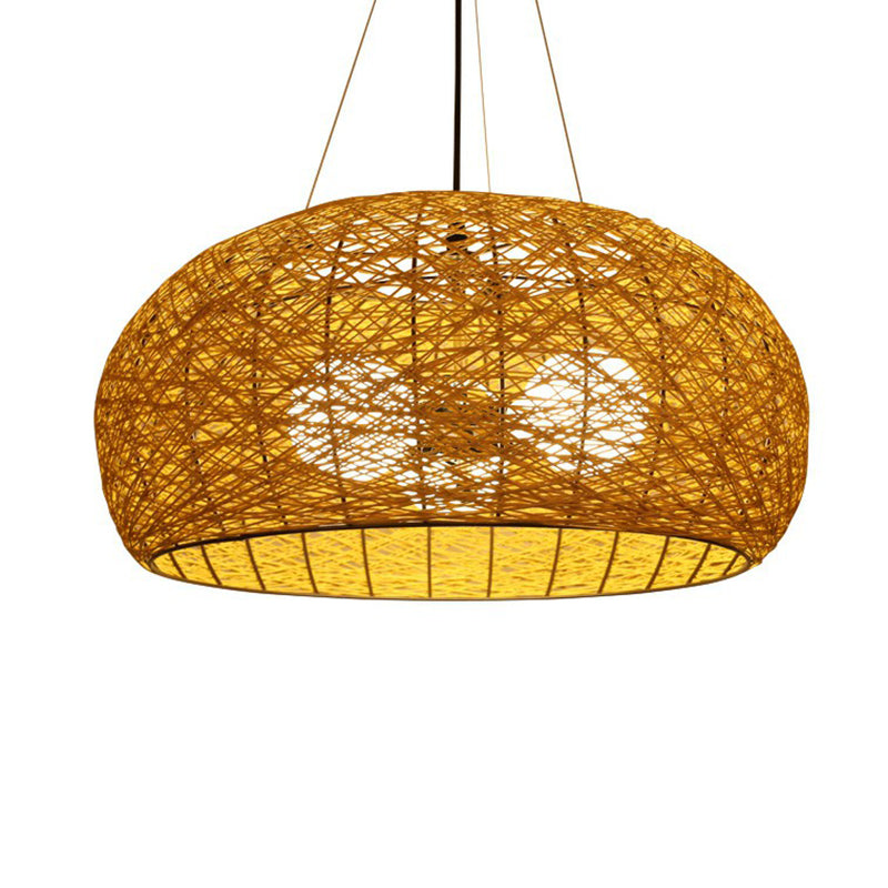 Rattan Nest Chandelier: Asian-Inspired Pendant Light For Tea Room