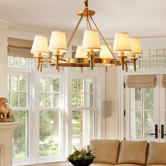 Gold Fabric Suspended Ceiling Chandelier: Minimalist Bedroom Lighting