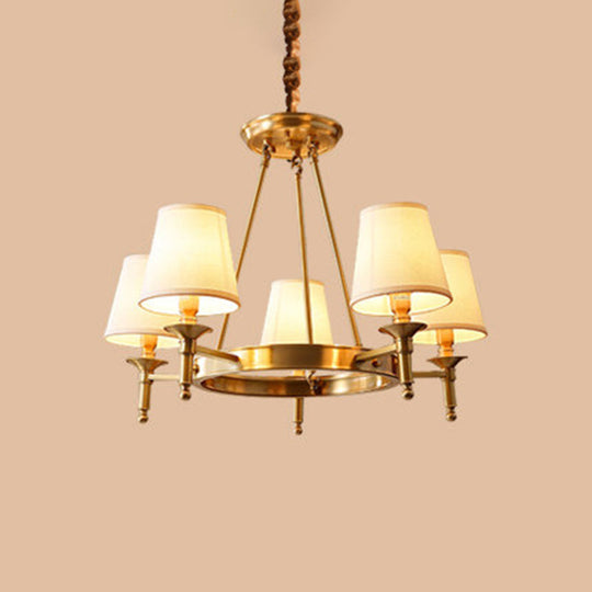 Gold Fabric Suspended Ceiling Chandelier: Minimalist Bedroom Lighting 5 /