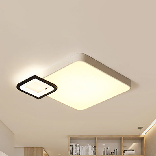 Modern Metal Flush Mount Ceiling Light for Living Room - White/Black, LED, Warm/White, 18"/21.5" Wide