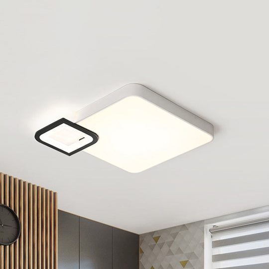 Modern Metal Flush Mount Ceiling Light for Living Room - White/Black, LED, Warm/White, 18"/21.5" Wide