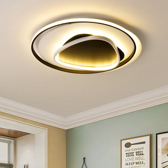18"/23.5" Wide Acrylic Circle Flushmount LED Ceiling Light - Modern Black Design in Warm/White Light