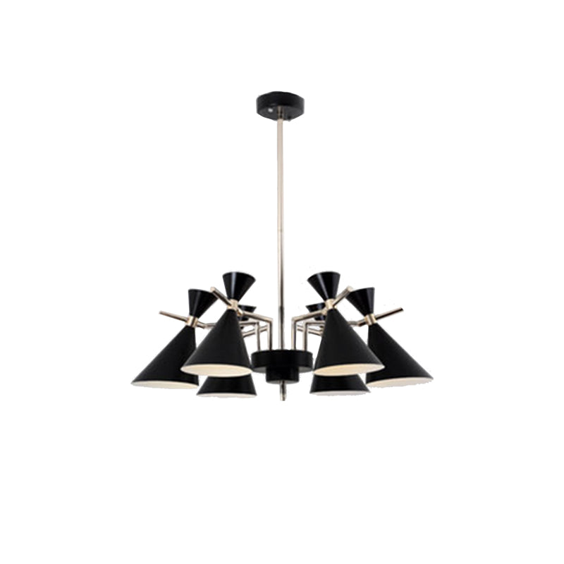 Nordic Bi-Conical Pendant Chandelier - 3/6 Lights Black/White/Pink Dining Room Lighting Fixture