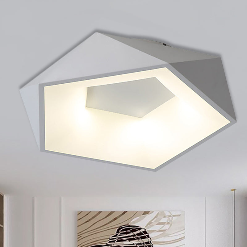 Modern White LED Ceiling Flush Light with Acrylic Diffuser, White/Warm Light, 18"/21.5" Wide