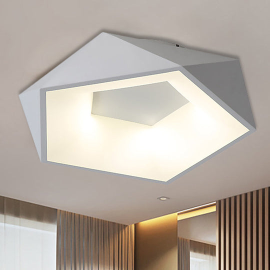 Modern White LED Ceiling Flush Light with Acrylic Diffuser, White/Warm Light, 18"/21.5" Wide