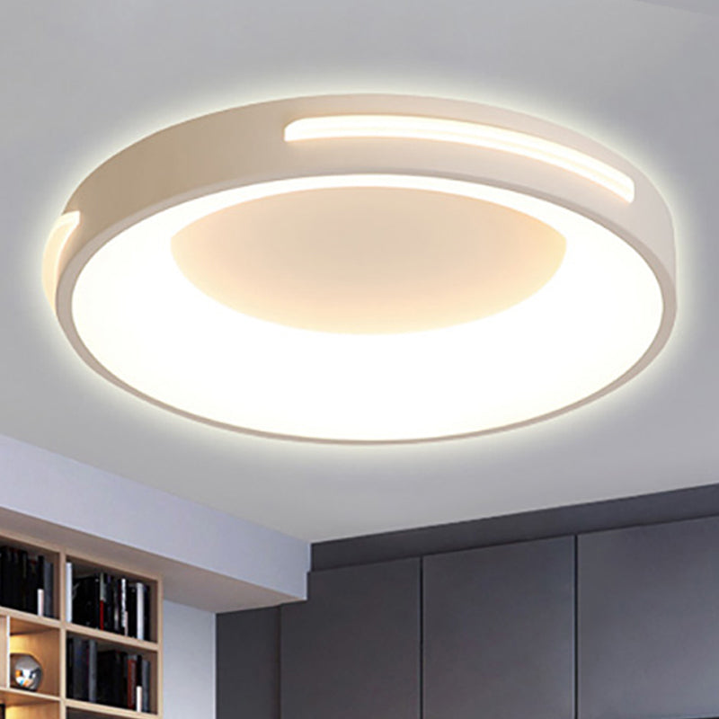 Modern Metal LED Flush Ceiling Light with Acrylic Diffuser - Circle Design in White/Warm Light, Various Sizes
