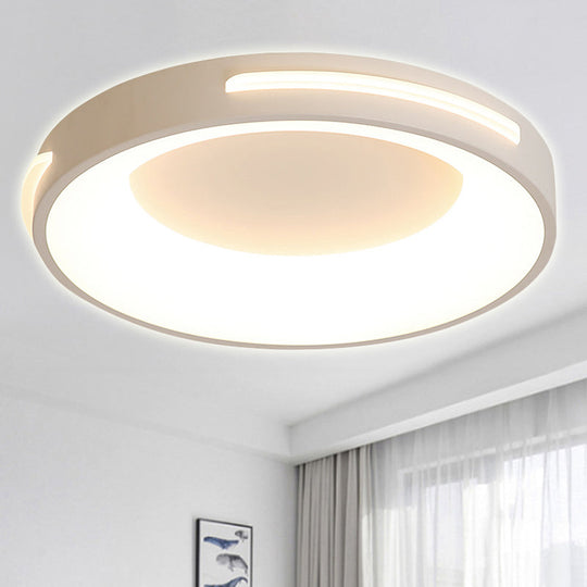 Modern Metal LED Flush Ceiling Light with Acrylic Diffuser - Circle Design in White/Warm Light, Various Sizes