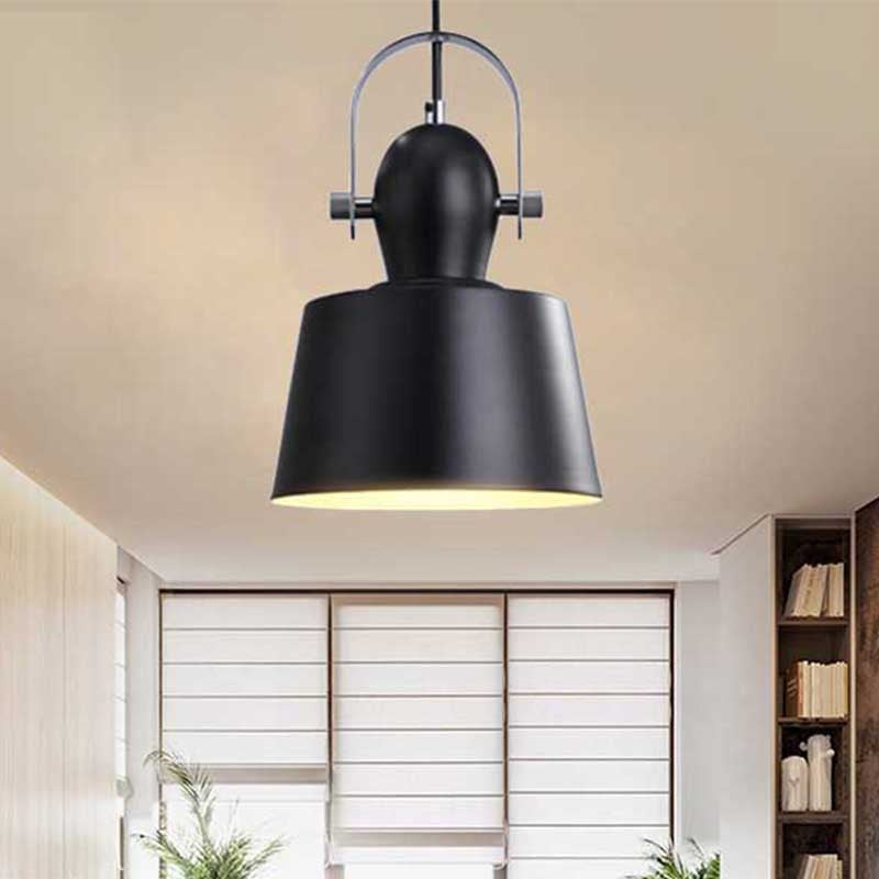 Minimalist Metal Pendant Lamp With Upside-Down Trifle Bowl Design | 1 Light Black/White/Yellow