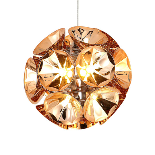 Modern Ball Pendant Light in Chrome/Gold with LED, White/Warm, 7"/11" Dia