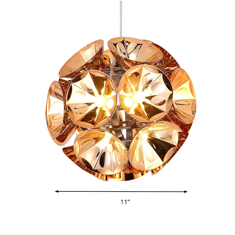 Modern Ball Pendant Light in Chrome/Gold with LED, White/Warm, 7"/11" Dia