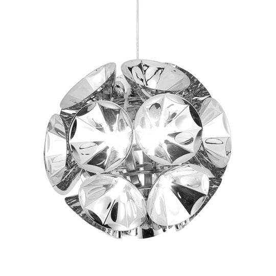 Modern Ball Pendant Light in Chrome/Gold with LED, White/Warm, 7"/11" Dia