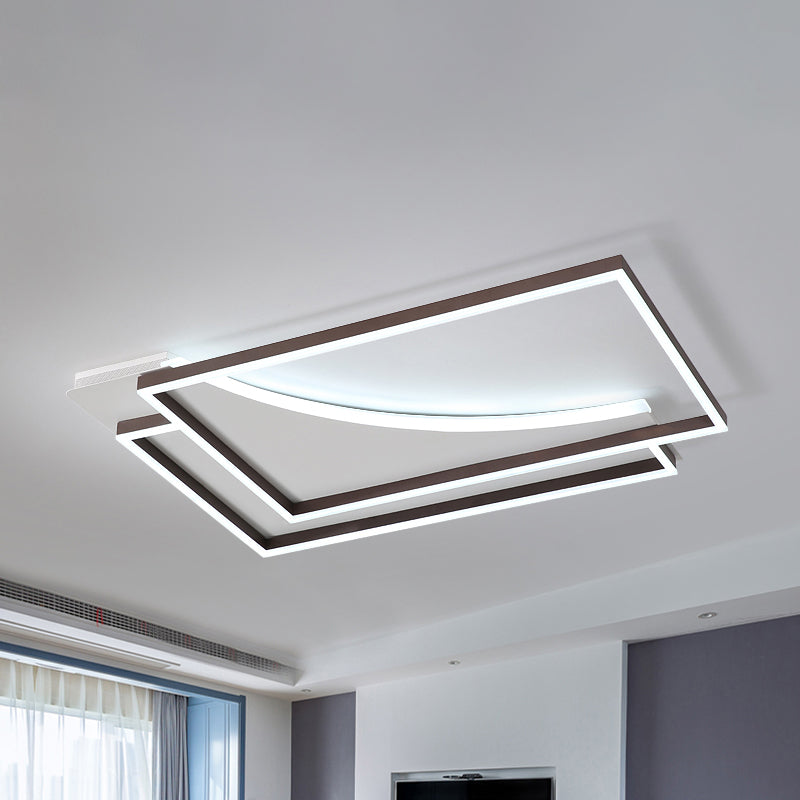 Modern Acrylic LED Ceiling Light in Coffee Brown, Flush Mount Lamp with Overlapping Design, Warm/White Light, Multiple Sizes Available