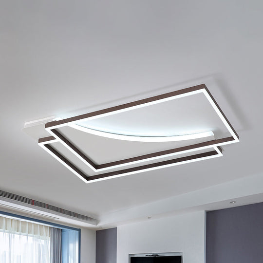 Modern Acrylic LED Ceiling Light in Coffee Brown, Flush Mount Lamp with Overlapping Design, Warm/White Light, Multiple Sizes Available