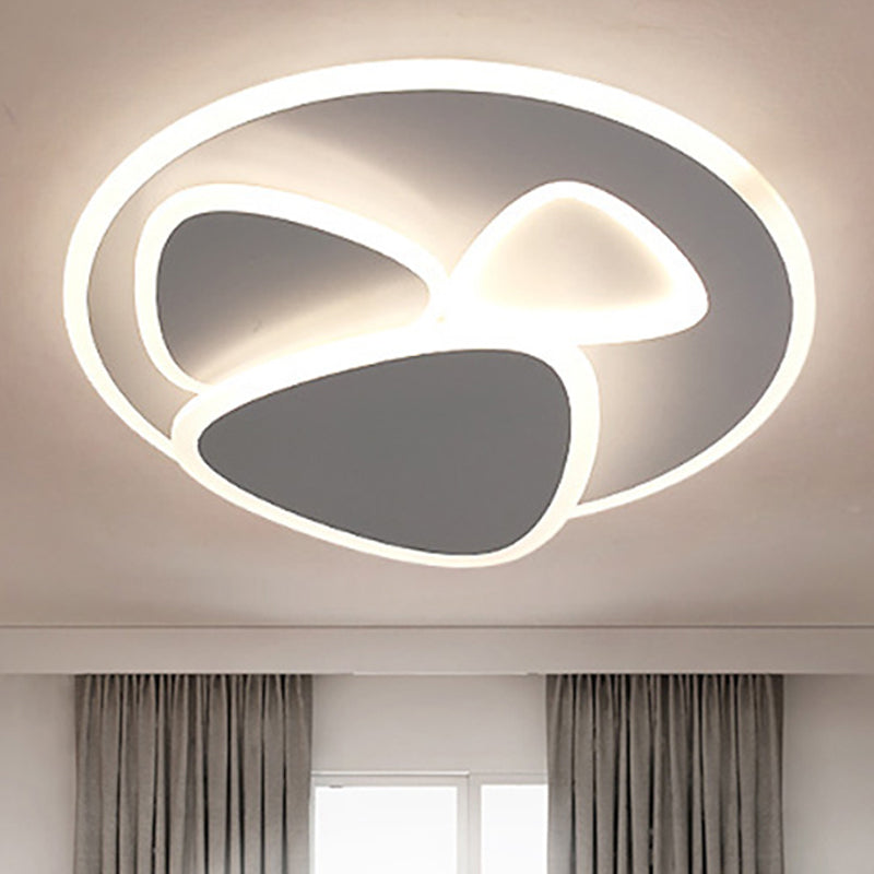 Modern Metal and Acrylic LED Flush Ceiling Light in White/Warm Light, 19.5"/31" Wide