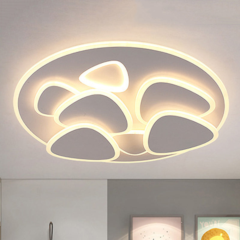 Modern Metal and Acrylic LED Flush Ceiling Light in White/Warm Light, 19.5"/31" Wide