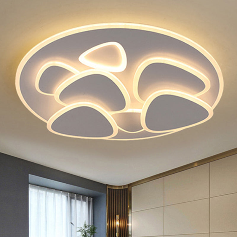 Modern Metal and Acrylic LED Flush Ceiling Light in White/Warm Light, 19.5"/31" Wide
