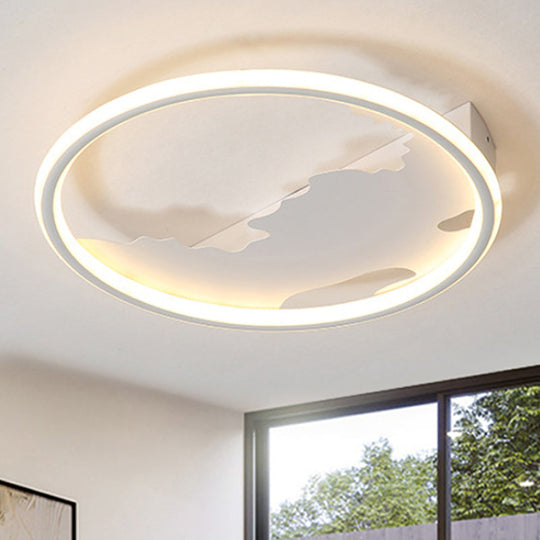 Art Deco Metal LED Round Ceiling Light - White/Warm Light - Flush Mount for Living Room - Sizes: 16.5"/20.5"/23.5