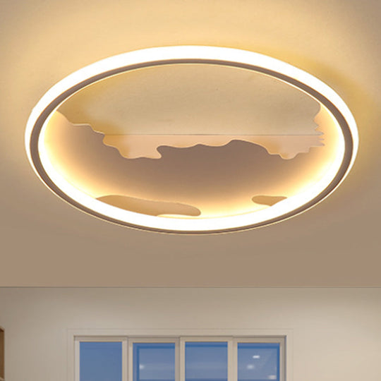 Art Deco Metal LED Round Ceiling Light - White/Warm Light - Flush Mount for Living Room - Sizes: 16.5"/20.5"/23.5