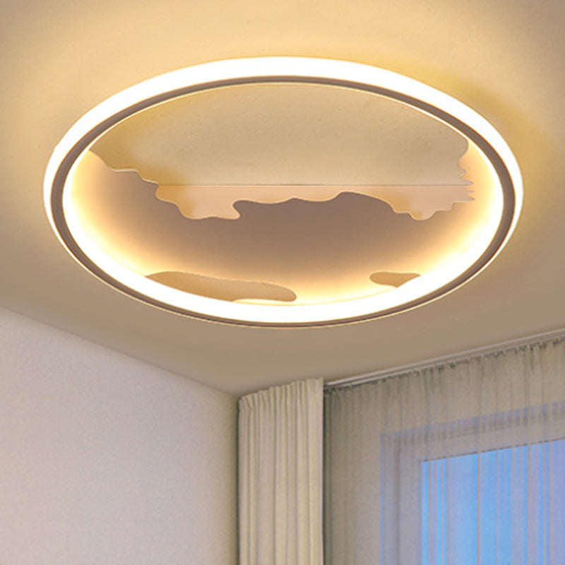 Art Deco Metal LED Round Ceiling Light - White/Warm Light - Flush Mount for Living Room - Sizes: 16.5"/20.5"/23.5