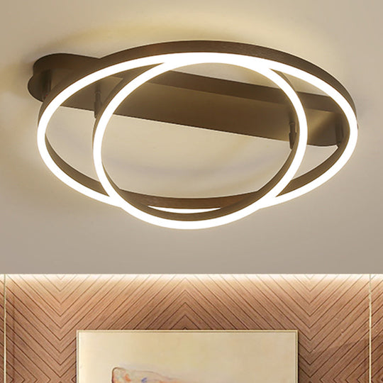 Contemporary Multi Circle Metal Flush Mount Lamp With 1/2/3 Heads, White/Warm Light