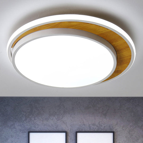 Contemporary Black/White LED Circle Flush Mount Ceiling Light, Metal Fixture in White/Warm Light, 16.5"/20.5" Wide