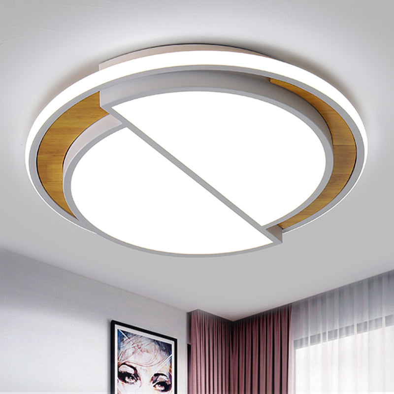 Modern LED Flush Mount Light in Black/White with White/Warm Glow, 16.5"/20.5" Wide