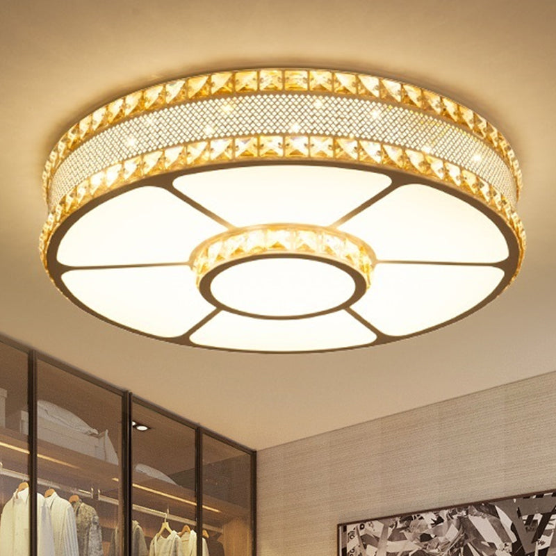 Nordic Led Metal Drum Flush Mount Ceiling Lamp With Acrylic Diffuser - Multiple Sizes Available