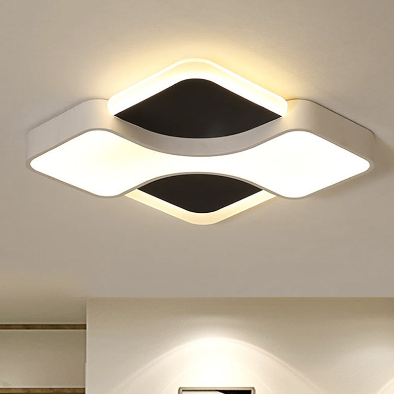 Geometric Metal LED Flush Ceiling Light Fixture in White/Warm Light, 16.5"/19.5"/23.5" Wide