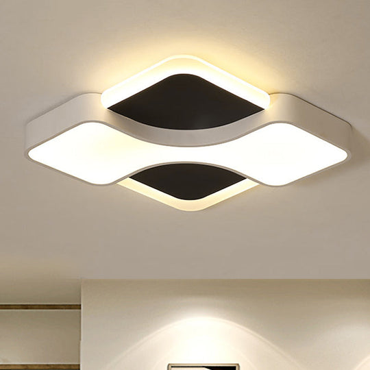 Geometric Metal LED Flush Ceiling Light Fixture in White/Warm Light, 16.5"/19.5"/23.5" Wide