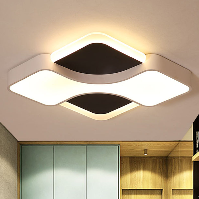 Geometric Metal LED Flush Ceiling Light Fixture in White/Warm Light, 16.5"/19.5"/23.5" Wide