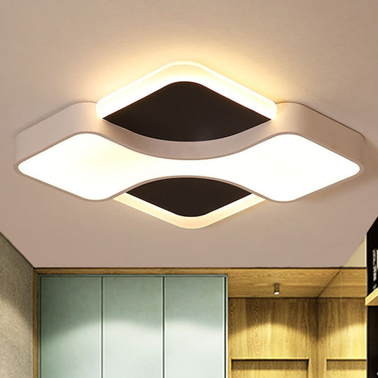 Geometric Metal LED Flush Ceiling Light Fixture in White/Warm Light, 16.5"/19.5"/23.5" Wide