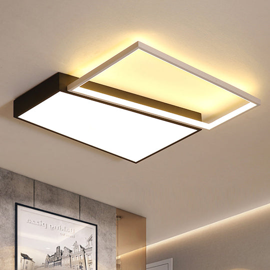 Sleek Trapezoid Flush Mount LED Metal Ceiling Light in White/Warm Light - 18"/21.5" Wide