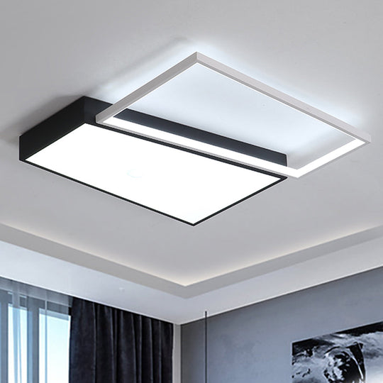 Sleek Trapezoid Flush Mount LED Metal Ceiling Light in White/Warm Light - 18"/21.5" Wide