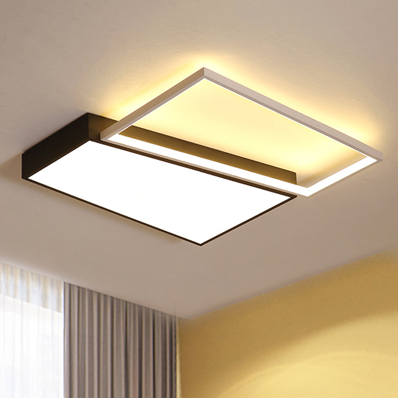 Sleek Trapezoid Flush Mount LED Metal Ceiling Light in White/Warm Light - 18"/21.5" Wide