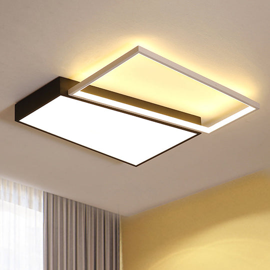 Sleek Trapezoid Flush Mount LED Metal Ceiling Light in White/Warm Light - 18"/21.5" Wide