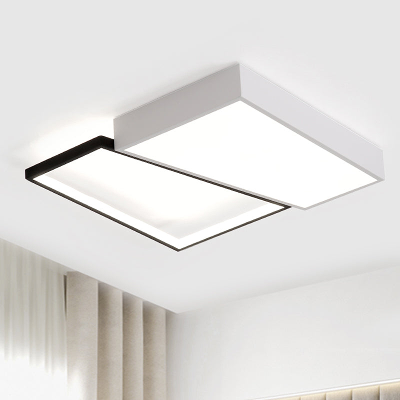 Sleek Trapezoid Flush Mount LED Metal Ceiling Light in White/Warm Light - 18"/21.5" Wide