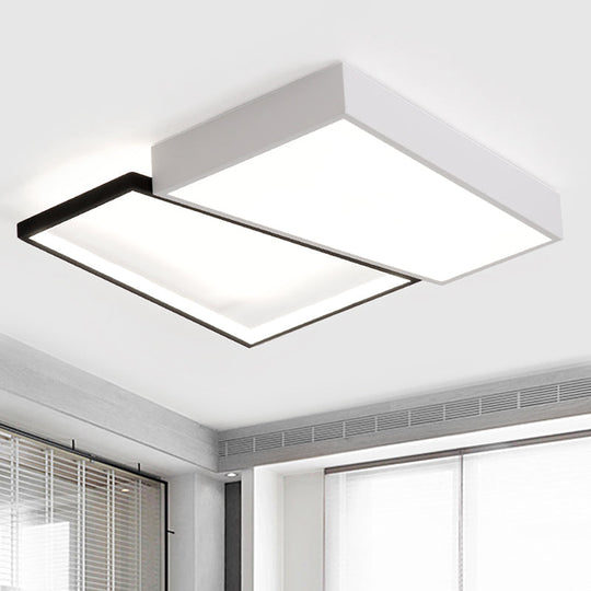 Sleek Trapezoid Flush Mount LED Metal Ceiling Light in White/Warm Light - 18"/21.5" Wide