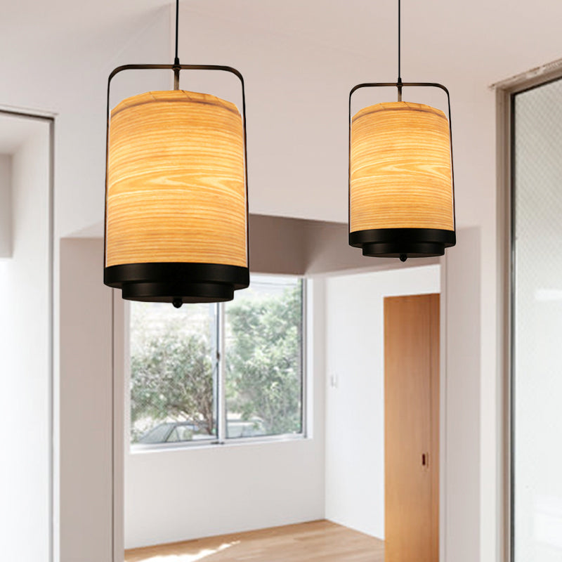 Modern 1-Light Cylindrical Pendant Lamp In White/Red/Green Fabric For Dining Room