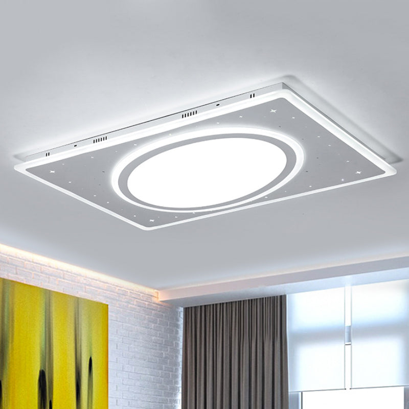 LED Square Flush Mount Ceiling Light in White/Warm with Metal Frame, 21.5"/23.5" Wide