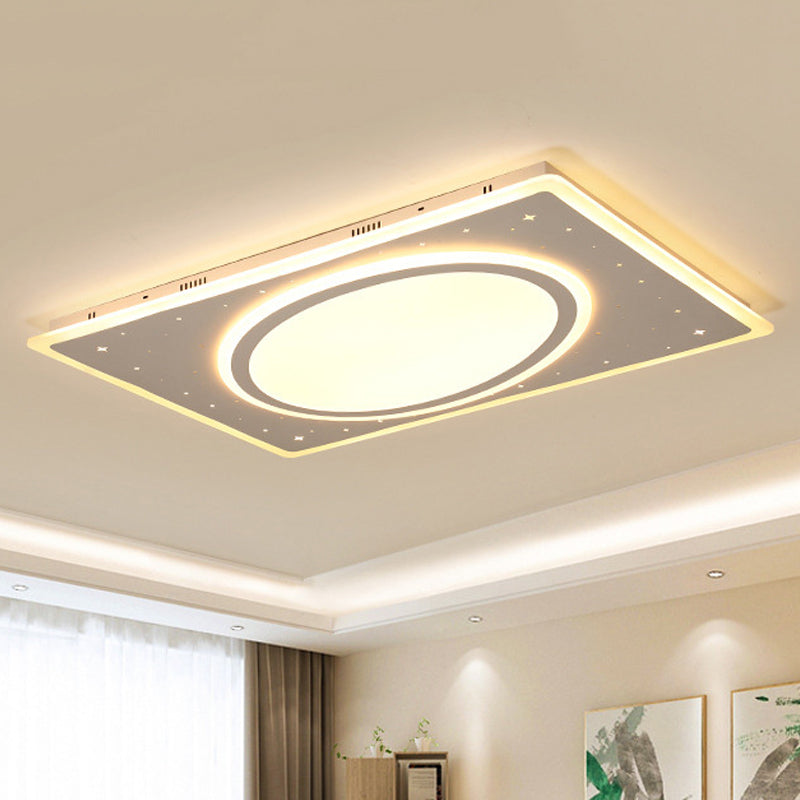 LED Square Flush Mount Ceiling Light in White/Warm with Metal Frame, 21.5"/23.5" Wide