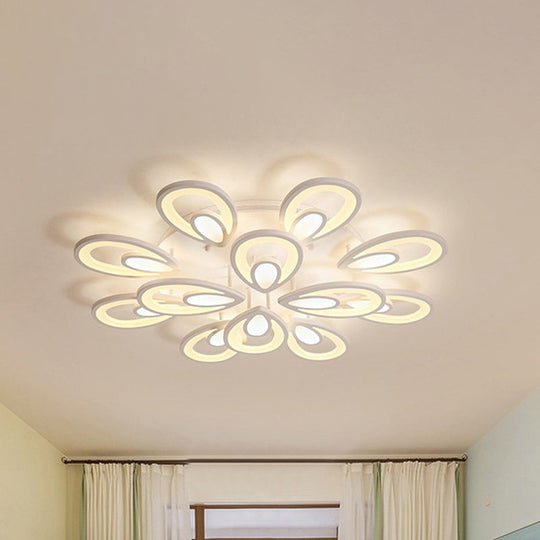 Contemporary LED Petal Flush Mount Light Fixture: 6/12/15 Lights, Warm/White/Natural Light, White Ceiling Lighting