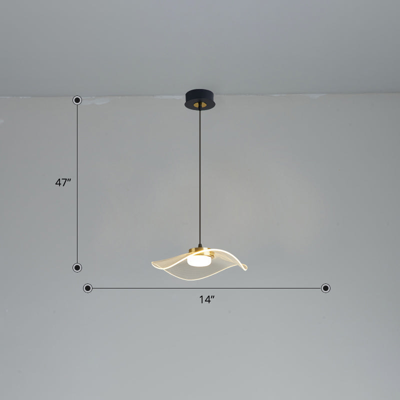 Sleek LED Pendulum Light: Ruffled Design, Clear Acrylic, Ideal for Dining Room