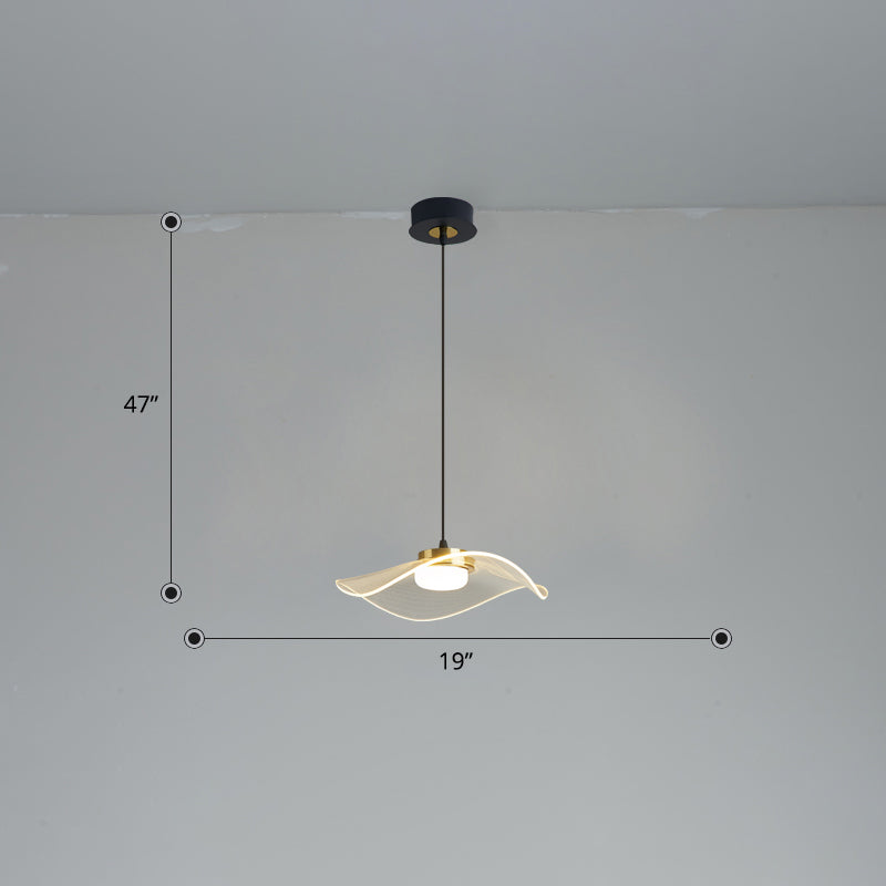 Sleek LED Pendulum Light: Ruffled Design, Clear Acrylic, Ideal for Dining Room