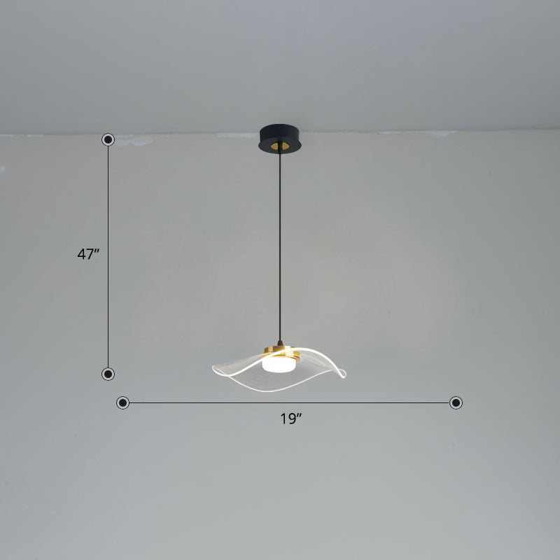 Sleek LED Pendulum Light: Ruffled Design, Clear Acrylic, Ideal for Dining Room