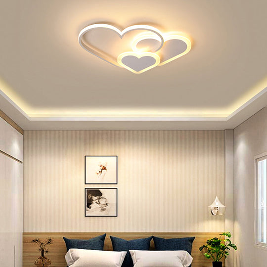 Contemporary Acrylic LED Flush Ceiling Light Fixture - Loving Heart Design for Bedrooms
